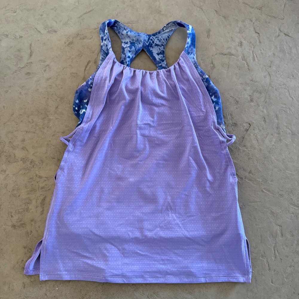 Ivivva Girls 10 Purple Layered Racerback Athletic Tank Top Built In Bra